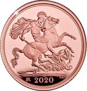 UK 5 Sovereigns George III Mint mark 2020 Proof 2020 B.P. coin reverse UK 5 Sovereigns George III Mint mark 2020 Proof 2020 B.P. coin reverse