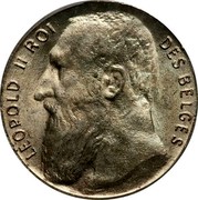 Belgium 50 Centimes 1901 KM# 50 Decimal Coinage LEOPOLD II ROI DES BELGES coin obverse Belgium 50 Centimes 1901 KM# 50 Decimal Coinage LEOPOLD II ROI DES BELGES coin obverse