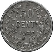 Belgium 50 Centimes 1909 KM# 61.2 Decimal Coinage 50 CENTN. 1909 coin reverse Belgium 50 Centimes 1909 KM# 61.2 Decimal Coinage 50 CENTN. 1909 coin reverse
