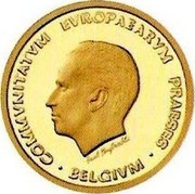 Belgium 50 ECU Belgian Presidency 1993 (qp) Proof KM# 213 COMMVNITATVM EVROPAEARVM PRAESES BELGIVM PAUL HUYBRECHTS coin obverse