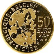 Belgium 50 Euro 100th Anniversary of Maurice Maeterlinck's play 2008 Proof KM# 267 BELGIE BELGIQUE BELGIEN Q P 50 EURO 2008 LL coin obverse Belgium 50 Euro 100th Anniversary of Maurice Maeterlinck's play 2008 Proof KM# 267 BELGIE BELGIQUE BELGIEN Q P 50 EURO 2008 LL coin obverse