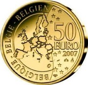 Belgium 50 Euro 50th Anniversary of Treaty of Rome 2007 Proof KM# 261 BELGIQUE BELGIE BELGIEN 50 EURO 2007 coin obverse Belgium 50 Euro 50th Anniversary of Treaty of Rome 2007 Proof KM# 261 BELGIQUE BELGIE BELGIEN 50 EURO 2007 coin obverse