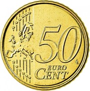 Belgium 50 Euro Cent Albert II - 2nd map - 2nd type - 2nd portrait 2008 Proof KM# 279 50 EURO CENT LL coin reverse Belgium 50 Euro Cent Albert II - 2nd map - 2nd type - 2nd portrait 2008 Proof KM# 279 50 EURO CENT LL coin reverse