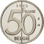 Belgium 50 Francs Albert II 1995 Sets only KM# 194 1995 50 FRANK BELGIË coin reverse Belgium 50 Francs Albert II 1995 Sets only KM# 194 1995 50 FRANK BELGIË coin reverse