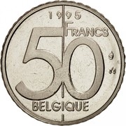 Belgium 50 Francs Albert II 1995 Sets only KM# 193 1995 50 FRANCS BELGIQUE coin reverse Belgium 50 Francs Albert II 1995 Sets only KM# 193 1995 50 FRANCS BELGIQUE coin reverse
