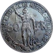 Belgium 50 Francs Brussels Exposition and Railway Centennial 1935 KM# 106.2 ROYAUME DE BELGIQUE EXPOSITION DE BRUXELLES 50 FR coin obverse Belgium 50 Francs Brussels Exposition and Railway Centennial 1935 KM# 106.2 ROYAUME DE BELGIQUE EXPOSITION DE BRUXELLES 50 FR coin obverse
