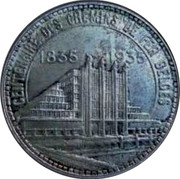 Belgium 50 Francs Brussels Exposition and Railway Centennial 1935 KM# 106.2 CENTENAIRE DES CHEMINS DE FER BELGES 1835 - 1935 coin reverse Belgium 50 Francs Brussels Exposition and Railway Centennial 1935 KM# 106.2 CENTENAIRE DES CHEMINS DE FER BELGES 1835 - 1935 coin reverse