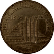 Belgium 50 Francs Brussels Exposition and Railway Centennial 1935 KM# 106.1 CENTENAIRE DES CHEMINS DE FER BELGES 1835 - 1935 coin reverse Belgium 50 Francs Brussels Exposition and Railway Centennial 1935 KM# 106.1 CENTENAIRE DES CHEMINS DE FER BELGES 1835 - 1935 coin reverse
