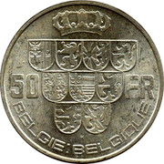 Belgium 50 Francs Leopold III 1940 KM# 122.3 50 FR R BELGIE BELGIQUE coin reverse