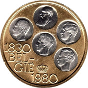 Belgium 500 Francs 150th Anniversary of Independence. Coloured 1980 1830 BEL GIË 1980 coin obverse Belgium 500 Francs 150th Anniversary of Independence. Coloured 1980 1830 BEL GIË 1980 coin obverse
