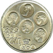 Belgium 500 Francs 150th Anniversary of Independence ND KM# 162 1830 BEL GIË 1980 coin obverse Belgium 500 Francs 150th Anniversary of Independence ND KM# 162 1830 BEL GIË 1980 coin obverse