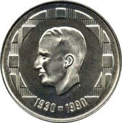 Belgium 500 Francs (60th Birthday of King Baudouin) KM# 180 ROGER DUTERME 1930 - 1990 coin obverse Belgium 500 Francs (60th Birthday of King Baudouin) KM# 180 ROGER DUTERME 1930 - 1990 coin obverse