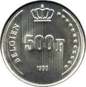 Belgium 500 Francs (60th Birthday of King Baudouin) KM# 180 BELGIEN 500 F 1990 coin reverse Belgium 500 Francs (60th Birthday of King Baudouin) KM# 180 BELGIEN 500 F 1990 coin reverse