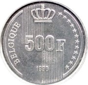 Belgium 500 Francs (60th Birthday of King Baudouin) KM# 179 BELGIQUE 500 F 1990 coin reverse Belgium 500 Francs (60th Birthday of King Baudouin) KM# 179 BELGIQUE 500 F 1990 coin reverse
