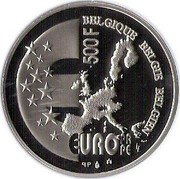 Belgium 500 Francs Belgian EU Presidency 2001 (qp) Proof KM# 222 BELGIQUE BELGIE BELGIEN 500 F EUROPE PA LL QP coin obverse Belgium 500 Francs Belgian EU Presidency 2001 (qp) Proof KM# 222 BELGIQUE BELGIE BELGIEN 500 F EUROPE PA LL QP coin obverse