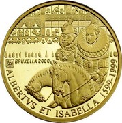 Belgium 5000 Francs (Brussels - European Culture Capital) KM# 210 BRUXELLA 2000 ALBERTVS ET ISABELLA 1599-1999 coin obverse Belgium 5000 Francs (Brussels - European Culture Capital) KM# 210 BRUXELLA 2000 ALBERTVS ET ISABELLA 1599-1999 coin obverse