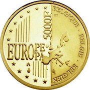 Belgium 5000 Francs (Brussels - European Culture Capital) KM# 210 5000F BELGIQUE BELGIE BELGIEN EUROPE PA LL QP coin reverse Belgium 5000 Francs (Brussels - European Culture Capital) KM# 210 5000F BELGIQUE BELGIE BELGIEN EUROPE PA LL QP coin reverse
