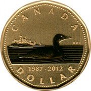 Canada Dollar 25th Anniversary of the Loon dollar 2012 Specimen CANADA 1987-2012 DOLLAR coin reverse