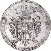 Belgium Ducaton Maria Theresia 1749 R KM# 8 ARCH AUS DUX BURG BRAB C FL 1753 coin reverse Belgium Ducaton Maria Theresia 1749 R KM# 8 ARCH AUS DUX BURG BRAB C FL 1753 coin reverse