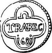 Belgium Duit 1681 KM# 100 Country Standart Coinage TRAREC 1681 coin reverse Belgium Duit 1681 KM# 100 Country Standart Coinage TRAREC 1681 coin reverse