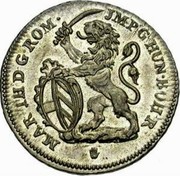 Belgium Escalin 1749 (h) KM# 4 Standart Coinage MAR TH D G R JMP G HUN BOH R coin obverse Belgium Escalin 1749 (h) KM# 4 Standart Coinage MAR TH D G R JMP G HUN BOH R coin obverse