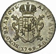 Belgium Escalin 1749 (h) KM# 4 Standart Coinage ARCH AUS DUX BURG BRAB C FL 1749 coin reverse Belgium Escalin 1749 (h) KM# 4 Standart Coinage ARCH AUS DUX BURG BRAB C FL 1749 coin reverse