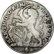 Belgium Escalin 1753 (h) R KM# 15 Standart Coinage MAR TH D G R JMP G HUN BOH R coin obverse Belgium Escalin 1753 (h) R KM# 15 Standart Coinage MAR TH D G R JMP G HUN BOH R coin obverse