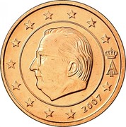 Belgium Euro Cent Albert II - 1st type - 1st portrait 2007 KM# 224 A II 2007 coin obverse Belgium Euro Cent Albert II - 1st type - 1st portrait 2007 KM# 224 A II 2007 coin obverse