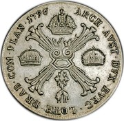 Belgium Kronenthaler Franz II 1796 A KM# 62.1 ARCH AVST DVX BVRG LOTH BRAB COM FLAN 1796 coin reverse Belgium Kronenthaler Franz II 1796 A KM# 62.1 ARCH AVST DVX BVRG LOTH BRAB COM FLAN 1796 coin reverse