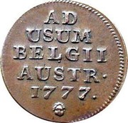Belgium Liard 1777 (b) KM# 28 Standart Coinage AD USUM BELGII AUSTR 1777 coin reverse Belgium Liard 1777 (b) KM# 28 Standart Coinage AD USUM BELGII AUSTR 1777 coin reverse