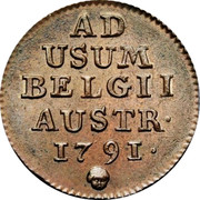 Belgium Liard 1 Liard Leopold II 1791 (b) KM# 52 AD USUM BELGII AUSTR. 1791 coin reverse Belgium Liard 1 Liard Leopold II 1791 (b) KM# 52 AD USUM BELGII AUSTR. 1791 coin reverse