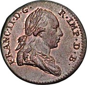 Belgium Liard 1793 (b) KM# 56 Standart Coinage FRANC II D G R IMP D B coin obverse Belgium Liard 1793 (b) KM# 56 Standart Coinage FRANC II D G R IMP D B coin obverse
