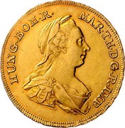 Belgium Souverain D'or 1772 (w) IC-SK KM# 27 Trade Coinage MAR TH D G R JMP G HUNG BOH R coin obverse Belgium Souverain D'or 1772 (w) IC-SK KM# 27 Trade Coinage MAR TH D G R JMP G HUNG BOH R coin obverse