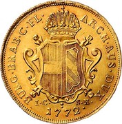Belgium Souverain D'or 1772 (w) IC-SK KM# 27 Trade Coinage ARCH AUS DUX BURG BRAB C FL coin reverse Belgium Souverain D'or 1772 (w) IC-SK KM# 27 Trade Coinage ARCH AUS DUX BURG BRAB C FL coin reverse