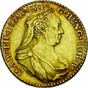 Belgium Souverain D'or 1778 (b) KM# 25 Trade Coinage MAR TH D G R JMP G HUNG BOH R coin obverse Belgium Souverain D'or 1778 (b) KM# 25 Trade Coinage MAR TH D G R JMP G HUNG BOH R coin obverse