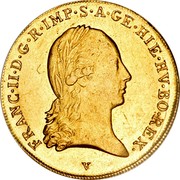 Belgium Souverain D'or Franz II 1793 V KM# 64 FRANC II D G R IMP S A GE HIE HV BO REX coin obverse Belgium Souverain D'or Franz II 1793 V KM# 64 FRANC II D G R IMP S A GE HIE HV BO REX coin obverse