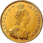 Belgium Souverain D'or Maria Theresia 1759 W-Wi KM# 23 MAR TH D G R JMP G HUNG BOH R coin obverse Belgium Souverain D'or Maria Theresia 1759 W-Wi KM# 23 MAR TH D G R JMP G HUNG BOH R coin obverse