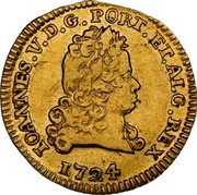 Portugal 1/2 Escudo (800 Reis) Joao V 1724 KM# 218.2 IOANNES V D G PORT ET ALG REX 1724 coin obverse Portugal 1/2 Escudo (800 Reis) Joao V 1724 KM# 218.2 IOANNES V D G PORT ET ALG REX 1724 coin obverse