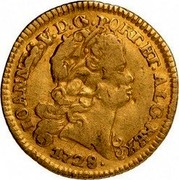 Portugal 1/2 Escudo (800 Reis) 1728 KM# 218.5 Kingdom Milled coinage IOANNES V D G PORT ET ALG REX 1728 coin obverse Portugal 1/2 Escudo (800 Reis) 1728 KM# 218.5 Kingdom Milled coinage IOANNES V D G PORT ET ALG REX 1728 coin obverse