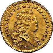 Portugal 1/2 Escudo (800 Reis) 1746 KM# 218.8 Kingdom Milled coinage IOANNES V D G PORT ET ALG REX 1740 coin obverse Portugal 1/2 Escudo (800 Reis) 1746 KM# 218.8 Kingdom Milled coinage IOANNES V D G PORT ET ALG REX 1740 coin obverse