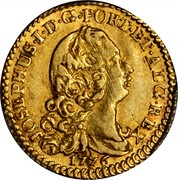 Portugal 1/2 Escudo (800 Reis) 1776 KM# 244.1 Kingdom Milled coinage IOSEPHUS I D G PORT ET ALG REX 1776 coin obverse Portugal 1/2 Escudo (800 Reis) 1776 KM# 244.1 Kingdom Milled coinage IOSEPHUS I D G PORT ET ALG REX 1776 coin obverse