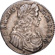 UK 1/2 Merk Charles II 1675 KM# 101.2 CAROLVS II DEI GRA coin obverse UK 1/2 Merk Charles II 1675 KM# 101.2 CAROLVS II DEI GRA coin obverse