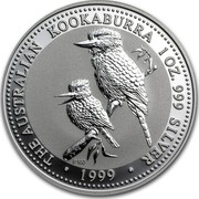 Australia 1 Dollar (Australian Kookaburra) KM# 399 THE AUSTRALIAN KOOKABURRA 1 OZ. 999 SILVER 1999 coin reverse Australia 1 Dollar (Australian Kookaburra) KM# 399 THE AUSTRALIAN KOOKABURRA 1 OZ. 999 SILVER 1999 coin reverse