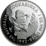 Australia 1 Dollar Kookaburra. American Eagle Privy Mark 1992 KM# 227.1 THE AUSTRALIAN KOOKABURRA 1 OZ. 999 SILVER 1992 coin reverse Australia 1 Dollar Kookaburra. American Eagle Privy Mark 1992 KM# 227.1 THE AUSTRALIAN KOOKABURRA 1 OZ. 999 SILVER 1992 coin reverse