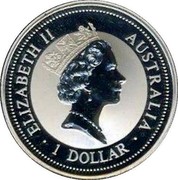 Australia 1 Dollar Kookaburra. Belgium Privy Mark 1996 KM# 289 ELIZABETH II AUSTRALIA 1 DOLLAR coin obverse Australia 1 Dollar Kookaburra. Belgium Privy Mark 1996 KM# 289 ELIZABETH II AUSTRALIA 1 DOLLAR coin obverse