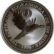Australia 1 Dollar Kookaburra. France Privy Mark 1996 KM# 289.2 THE AUSTRALIAN KOOKABURRA 1 OZ. 999 SILVER 1996 coin reverse Australia 1 Dollar Kookaburra. France Privy Mark 1996 KM# 289.2 THE AUSTRALIAN KOOKABURRA 1 OZ. 999 SILVER 1996 coin reverse