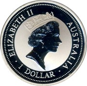 Australia 1 Dollar Kookaburra. Germany Privy Mark 1996 ELIZABETH II AUSTRALIA 1 DOLLAR coin obverse Australia 1 Dollar Kookaburra. Germany Privy Mark 1996 ELIZABETH II AUSTRALIA 1 DOLLAR coin obverse