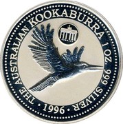 Australia 1 Dollar Kookaburra. Germany Privy Mark 1996 THE AUSTRALIAN KOOKABURRA 1 OZ 999 SILVER 1996 coin reverse Australia 1 Dollar Kookaburra. Germany Privy Mark 1996 THE AUSTRALIAN KOOKABURRA 1 OZ 999 SILVER 1996 coin reverse