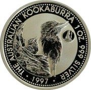 Australia 1 Dollar Kookaburra. Portugal Privy Mark 1997 KM# 318.11 THE AUSTRALIAN KOOKABURRA 1 OZ. 999 SILVER 1997 coin reverse Australia 1 Dollar Kookaburra. Portugal Privy Mark 1997 KM# 318.11 THE AUSTRALIAN KOOKABURRA 1 OZ. 999 SILVER 1997 coin reverse
