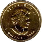 Canada 1 Dollar Maple Leaf 2004  ELIZABETH II 1 DOLLAR 2004 coin obverse